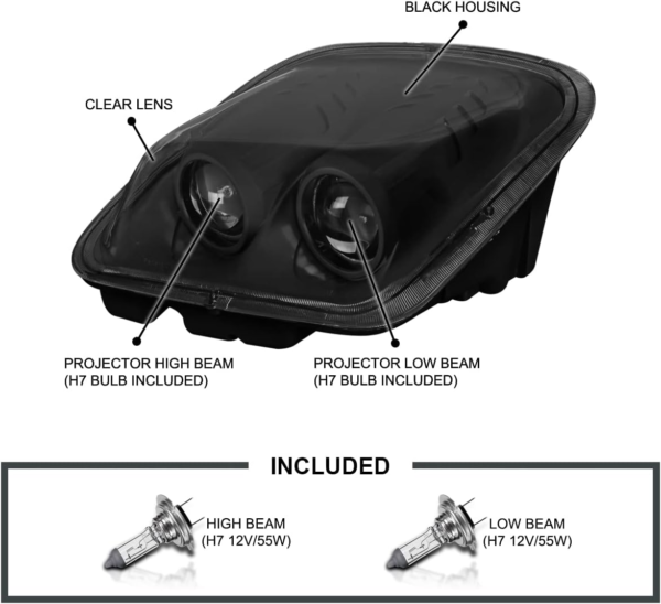 C5 Corvette Spec-D Tuning Black Projector Headlights Head Lamps Left + Right Pair Headlamps Assembly - Image 8