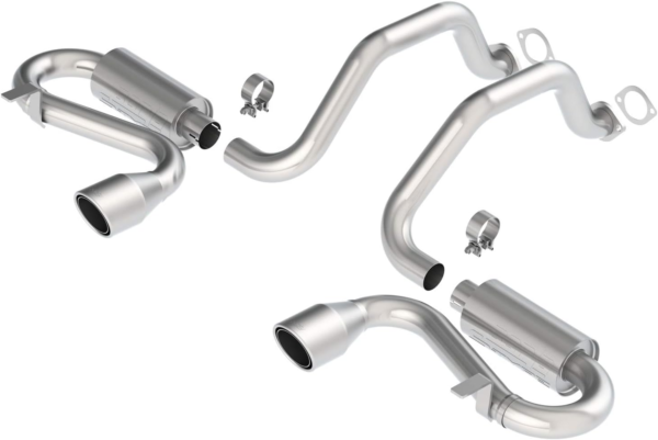 C5 BORLA Cat-Back Perf Exhaust Sys Classic Dual Center Rear Exit Single 4.5" Rnd. Polished T-304 Tips Each Side