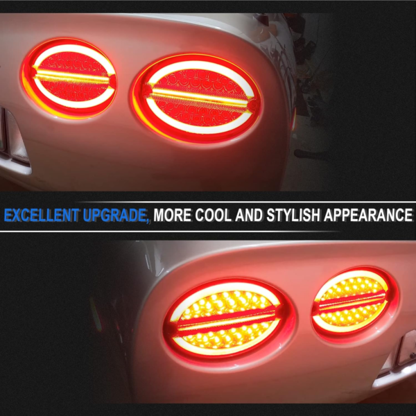 C5 Corvette 4PCS LED Halo Tail Lights  Smoke Rear Taillight Brake Turn Signal Lamp w/Hyper Flash Harness - Image 5