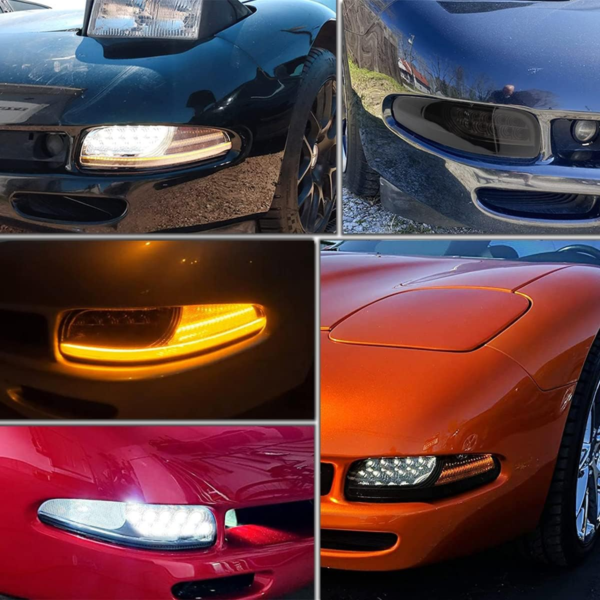 C5 Corvette LED Turn Signal Light Kits Bumper Corner Park Side Marker Smoked Lens Parking DRL - Image 3