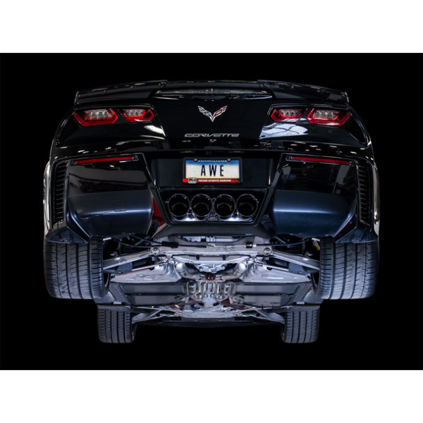 C7 Corvette AWE Touring Edition 3" Axle-Back Exhaust System w/ 4.5" Quad Diamond Black Tips - Image 3